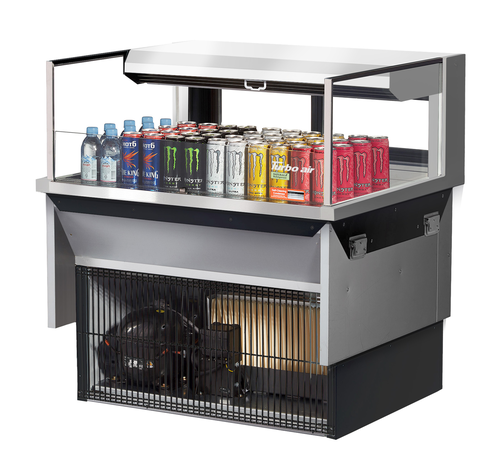 Turbo Air TOM-36L-UFD-S-1SI-N 4.6 Cu. Ft. Stainless Steel Deck Only Drop-In Horizontal Open Display Case - 115 Volts