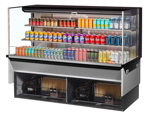 Turbo Air TOM-72L-UF-W(B)-3SI-N 23.4 Cu. Ft. Stainless Steel 4-Shelf Drop-In Horizontal Open Display Case - 220 Volts