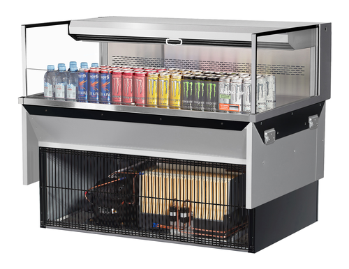 Turbo Air TOM-48L-UF-S-1SI-N 6.3 Cu. Ft. Stainless Steel Deck Only Drop-In Horizontal Open Display Case - 115 Volts
