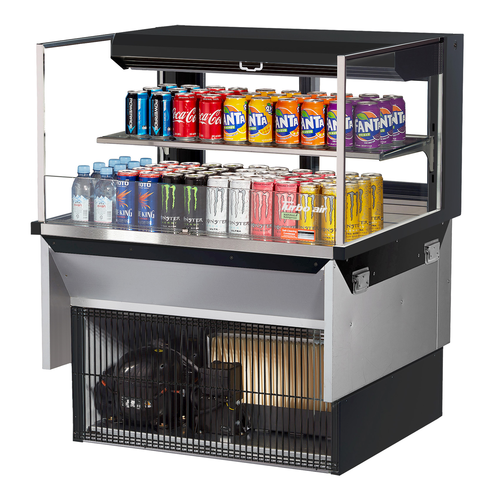 Turbo Air TOM-36L-UFD-W(B)-2SI-N 7.5 Cu. Ft. Stainless Steel 1-Shelf Drop-In Horizontal Open Display Case - 115 Volts