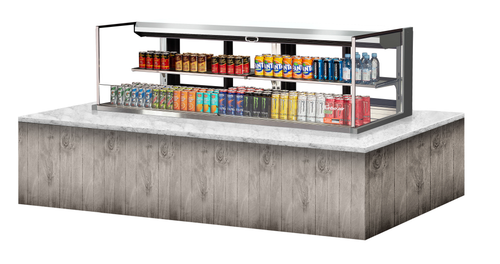 Turbo Air TOM-72L-UFD-S-2SI-N 15.8 Cu. Ft. Stainless Steel 2-Shelf Drop-In Horizontal Open Display Case - 220 Volts