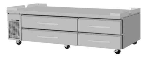 Turbo Air PRCBE-96R-N-FT 17.5 Cu. Ft. Stainless Steel 4 Drawers PRO Series Refrigerated Chef Base - 115 Volts
