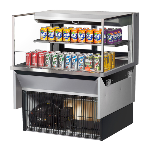 Turbo Air TOM-36L-UFD-S-2SI-N 7.5 Cu. Ft. Stainless Steel 1-Shelf Drop-In Horizontal Open Display Case - 115 Volts