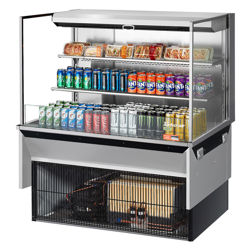 Turbo Air TOM-48L-UF-S-3SI-N 15.2 Cu. Ft. Stainless Steel 2-Shelf Drop-In Horizontal Open Display Case - 115 Volts