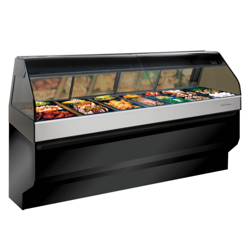 Alto-Shaam ED3SYS-96 96" W Black Stainless Steel Full Service Heated Display Case with Stationary Base - 208 Volts