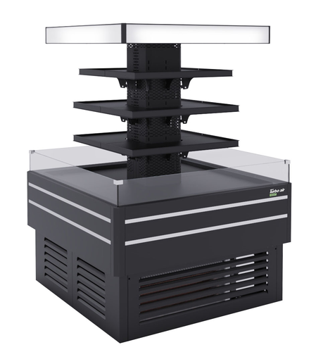 Turbo Air TIOM-48CCB-N 23.7 Cu. Ft. Black Island Display Self-Serve Refrigerated Merchandiser - 220 Volts