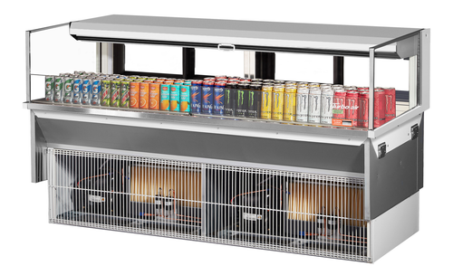Turbo Air TOM-72L-UFD-W(B)-1SI-N 9.7 Cu. Ft. Stainless Steel Deck Only Drop-In Horizontal Open Display Case - 220 Volts