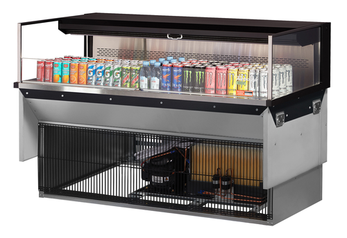Turbo Air TOM-60L-UF-W(B)-1SI-N 8 Cu. Ft. Stainless Steel Deck Only Drop-In Horizontal Open Display Case - 115 Volts