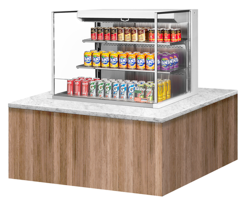 Turbo Air TOM-36L-UF-W(B)-3SI-N 11.1 Cu. Ft. Stainless Steel 2-Shelf Drop-In Horizontal Open Display Case - 115 Volts