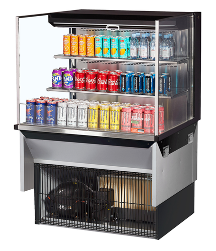 Turbo Air TOM-36L-UF-W(B)-3SI-N 11.1 Cu. Ft. Stainless Steel 2-Shelf Drop-In Horizontal Open Display Case - 115 Volts