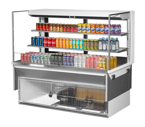 Turbo Air TOM-60L-UFD-W(B)-3SI-N 19.3 Cu. Ft. Stainless Steel 2-Shelf Drop-In Horizontal Open Display Case - 115 Volts