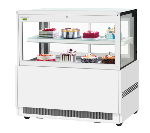 Turbo Air TBP60-46FN-W(B) 17.2 Cu. Ft. White Stainless Steel Front Glass Opening 1 Shelf Refrigerated Bakery Display Case - 115 Volts