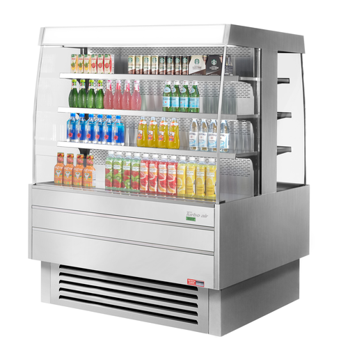 Turbo Air TIOM-48SS-N 17.6 Cu. Ft. Stainless Steel Island Display Self-Serve Refrigerated Merchandiser - 220 Volts