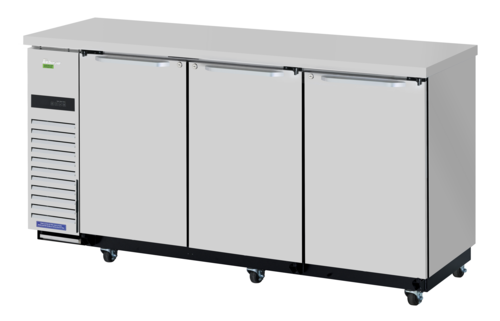 Turbo Air TBB-24-72SSD-N6 20.62 Cu. Ft. Stainless Steel Solid Doors Super Deluxe Narrow Back Bar Cooler - 115 Volts