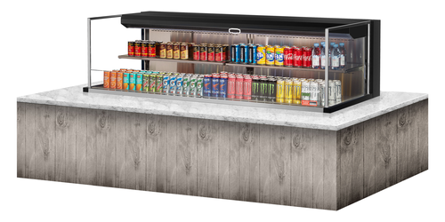 Turbo Air TOM-72L-UF-W(B)-2SI-N 15.8 Cu. Ft. Stainless Steel 2-Shelf Drop-In Horizontal Open Display Case - 220 Volts