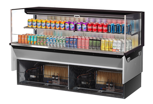 Turbo Air TOM-72L-UF-W(B)-2SI-N 15.8 Cu. Ft. Stainless Steel 2-Shelf Drop-In Horizontal Open Display Case - 220 Volts