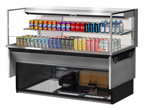 Turbo Air TOM-60L-UF-S-2SI-N 13 Cu. Ft. Stainless Steel 1-Shelf Drop-In Horizontal Open Display Case - 115 Volts