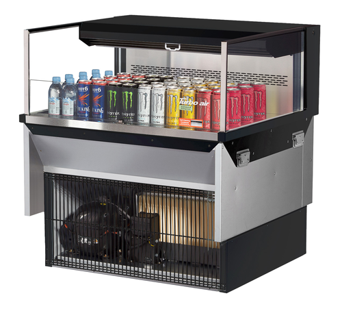 Turbo Air TOM-36L-UF-W(B)-1SI-N 4.6 Cu. Ft. Stainless Steel Deck Only Drop-In Horizontal Open Display Case - 115 Volts