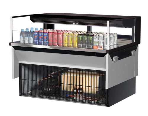 Turbo Air TOM-48L-UFD-W(B)-1SI-N 6.3 Cu. Ft. Stainless Steel Deck Only Drop-In Horizontal Open Display Case - 115 Volts