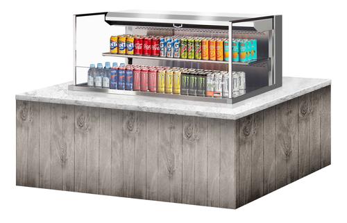 Turbo Air TOM-48L-UF-S-2SI-N 10.2 Cu. Ft. Stainless Steel 1-Shelf Drop-In Horizontal Open Display Case - 115 Volts