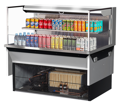 Turbo Air TOM-48L-UF-S-2SI-N 10.2 Cu. Ft. Stainless Steel 1-Shelf Drop-In Horizontal Open Display Case - 115 Volts