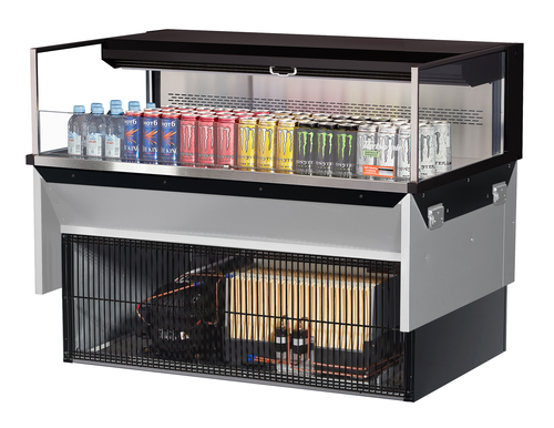 Turbo Air TOM-48L-UF-W(B)-1SI-N 6.3 Cu. Ft. Stainless Steel Deck Only Drop-In Horizontal Open Display Case - 115 Volts