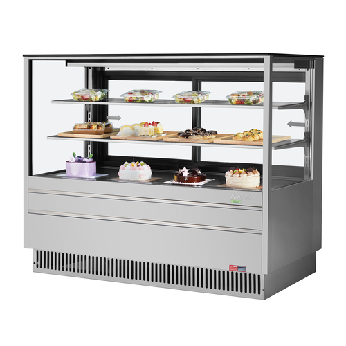 Turbo Air TCGB-60UF-S-N 19.4 Cu. Ft. Stainless Steel Straight Front Tempered Glass 2-Shelf Refrigerated Display Case - 115 Volts