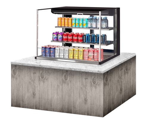 Turbo Air TOM-36L-UFD-W(B)-3SI-N 11.1 Cu. Ft. Stainless Steel 2-Shelf Drop-In Horizontal Open Display Case - 115 Volts