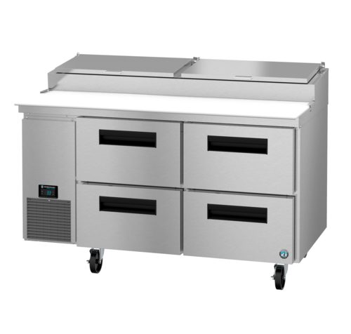 Hoshizaki PR60B-D4 16.63 Cu. Ft. Stainless Steel Two-Section Steelheart Series Pizza Prep Table - 115 Volts