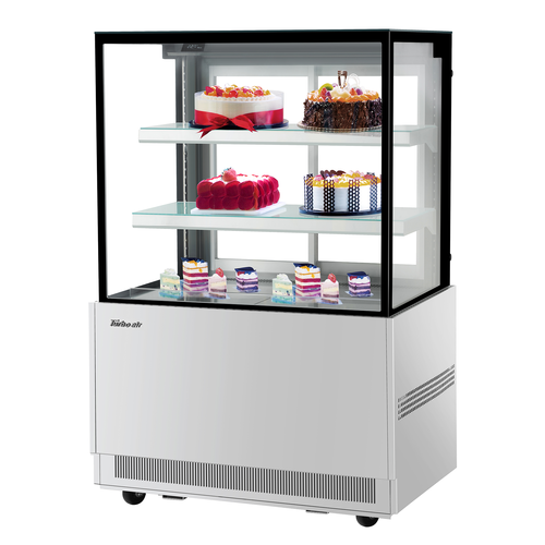 Turbo Air TBP36-54NN-S 12.5 Cu. Ft. Stainless Steel Straight Tempered Glass Front 2 Shelves Refrigerated Bakery Display Case - 115 Volts