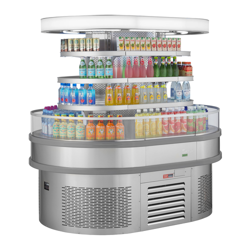 Turbo Air TIOM-20RSRS-N 19.2 Cu. Ft. Stainless steel Island Display Self-Serve Refrigerated Merchandiser - 220 Volts