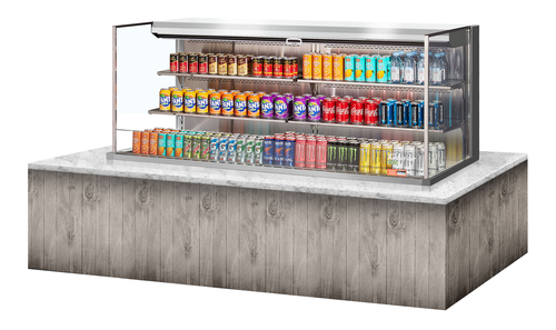 Turbo Air TOM-72L-UF-S-3SI-N 23.4 Cu. Ft. Stainless Steel 4-Shelf Drop-In Horizontal Open Display Case - 220 Volts