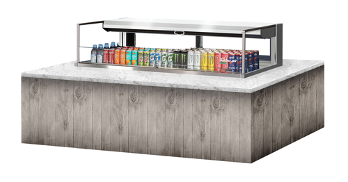 Turbo Air TOM-60L-UFD-S-1SI-N 8 Cu. Ft. Stainless Steel Deck Only Drop-In Horizontal Open Display Case - 115 Volts