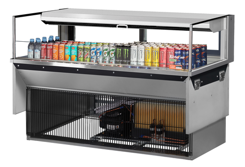 Turbo Air TOM-60L-UFD-S-1SI-N 8 Cu. Ft. Stainless Steel Deck Only Drop-In Horizontal Open Display Case - 115 Volts