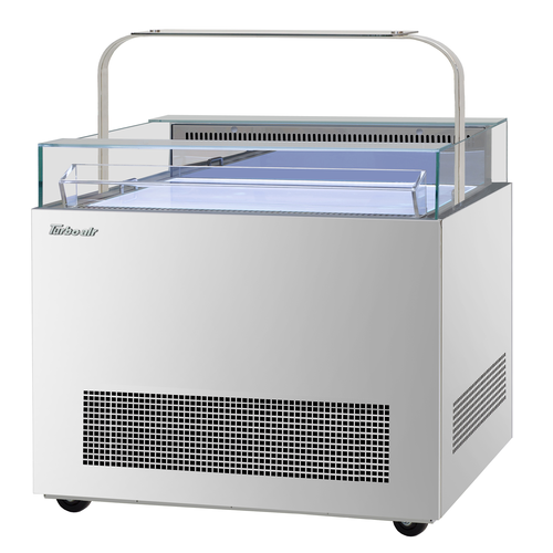 Turbo Air TOS-40NN-D-S 42.25" H x 40.25" W Stainless Steel Open Display Sandwich and Cheese Merchandiser with Glass Sneeze Guard - 115 Volts