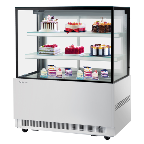Turbo Air TBP48-54NN-S 17.2 Cu. Ft. Stainless Steel Straight Tempered Glass Front 2-Shelf Refrigerated Bakery Display Case - 115 Volts