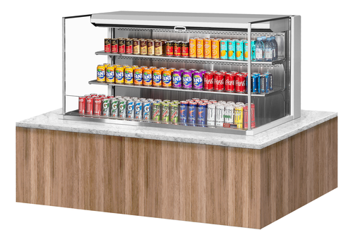 Turbo Air TOM-60L-UF-W(B)-3SI-N 19.3 Cu. Ft. Stainless Steel 2-Shelf Drop-In Horizontal Open Display Case - 115 Volts