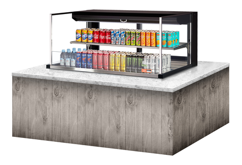 Turbo Air TOM-48L-UFD-W(B)-2SI-N 10.2 Cu. Ft. Stainless Steel 1-Shelf Drop-In Horizontal Open Display Case - 115 Volts