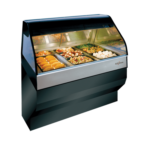 Alto-Shaam ED3SYS-48 48" W Black Stainless Steel Full Service Heated Display Case with Stationary Base - 208 Volts