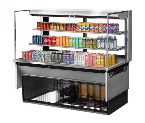Turbo Air TOM-60L-UFD-S-3SI-N 19.3 Cu. Ft. Stainless Steel 2-Shelf Drop-In Horizontal Open Display Case - 115 Volts