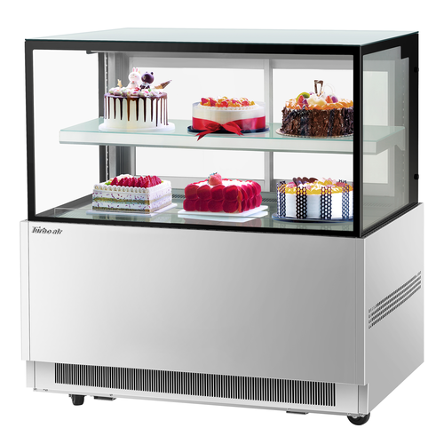 Turbo Air TBP48-46NN-S 12.4 Cu. Ft. Stainless Steel Straight Tempered Glass Front 1 Shelf Refrigerated Bakery Display Case - 115 Volts