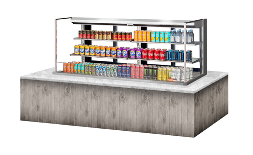 Turbo Air TOM-72L-UFD-W(B)-3SI-N 23.4 Cu. Ft. Stainless Steel 4-Shelf Drop-In Horizontal Open Display Case - 220 Volts