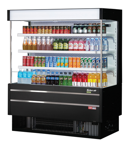Turbo Air TOM-50MSEW(B)-N 13.8 Cu. Ft. Medium-Height 3 Shelves Vertical Air Curtain Open Display Merchandiser - 115 Volts
