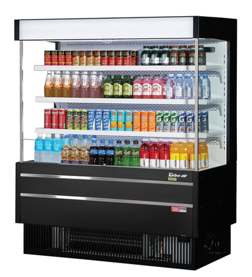 Turbo Air TOM-50MSEW(B)-N 13.8 Cu. Ft. Medium-Height 3 Shelves Vertical Air Curtain Open Display Merchandiser - 115 Volts