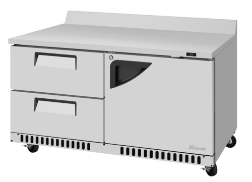 Turbo Air TWR-60SD-D2R(L)-FB-N 14.8 Cu. Ft. Stainless Steel 1 Hinged Door and 2 Drawers Super Deluxe Worktop Refrigerator - 115 Volts