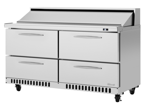 Turbo Air PST-60-D4-FB-N 14.8 Cu. Ft. Two-Section Four Drawer PRO Series Sandwich or Salad Prep Table - 115 Volts