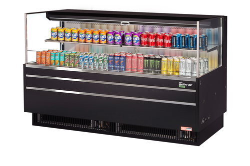 Turbo Air TOM-72L-UF-W(B)-2S-N 15.8 Cu. Ft. Low-Profile 2 Shelves Horizontal Open Display Merchandiser - 220 Volts