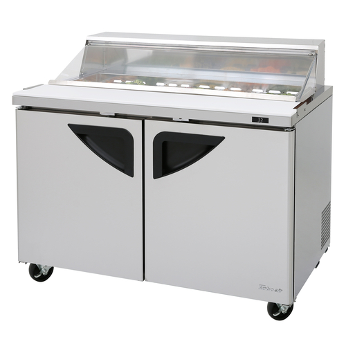Turbo Air TST-48SD-N-CL 12 Cu. Ft. Two-Section Two Door Super Deluxe Sandwich or Salad Unit with Clear Lid - 115 Volts