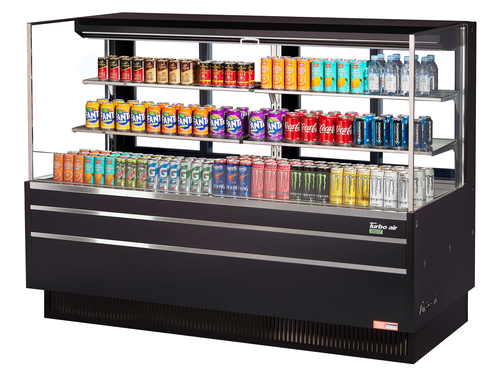 Turbo Air TOM-72L-UFD-W(B)-3S-N 23.4 Cu. Ft. Stainless Steel 4 Shelves Horizontal Open Display Merchandiser - 220 Volts