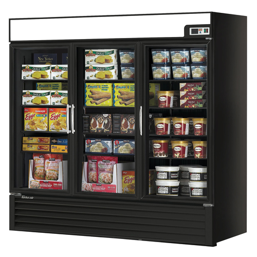 Turbo Air TGF-72FAB-N 58.45 Cu. Ft. Black Finish 3-Section Swing Glass Door Merchandisers - 115 Volts